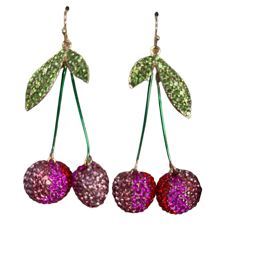 Piper Cherry Glass Stone Drop Earrings NWT